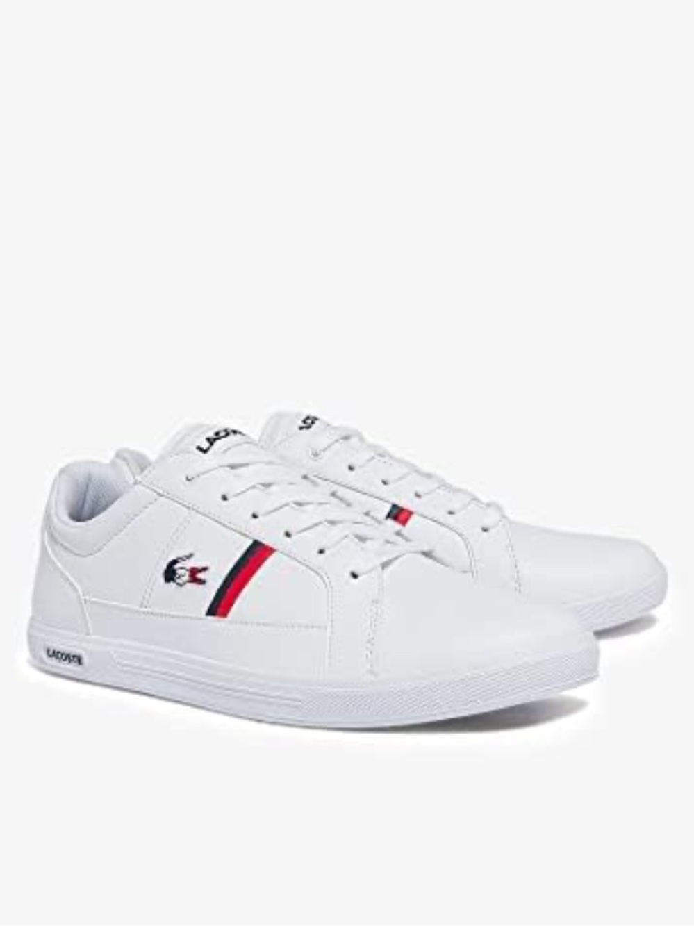 Lacoste Mens Europa Tri1 Sma Shoes White/Navy/Red sneaker size 15 logo